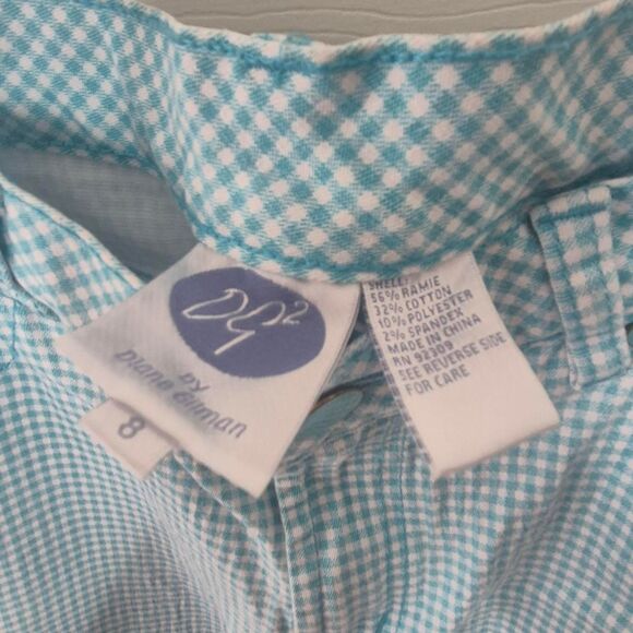 Diane Gilman Blue and White Gingham Stretch Jeans Trousers Y2K Size 8 - Picture 4 of 4